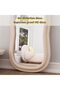 Full Length Mirror 60 * 160cm, Irregular Wavy Mirror, Wave Arched Floor Wall Standing Hanging or Leaning Against for Bedroom, Flannel Wrapped Wooden Frame Mirror-Beige - 3
