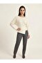 Boat Neck Button Detailed Asymmetrical Cut Knitwear Sweater 15356 - 3