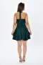 Short Satin Dress with Tie at the Neck - 5