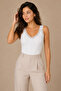 Women's 2-Piece Supported Lace Detailed Thick Strap Cotton Modal Camisole Undershirt White - 3