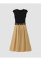 Peak New Season Black Crew Neck Color Blocked Belted Dress - 5