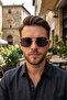 Gold Black Signature Frameless Polarized Glass Men's Sunglasses - 2