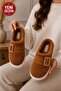 Women's Tan Buckle Plush Winter House Slippers Dowry Slippers Gift Slippers Stc1327