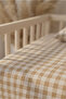 100% Cotton Ranforce Elastic Sheet Set - Light Brown Cappuccino Gingham Patterned Park Bed 70X120 35X45 - 2