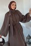 Neck Tie Detail, Elastic Sleeves, Ruffled Hijab Dress - 3