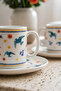 Solaris Premium Porcelain 4 Piece Coffee Cup Set for 2 Persons 90 ml with Gold Sun Pattern - 4