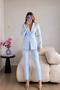 Jacket Pants Double Blazer Set with Stone Accessory on the Sleeves
