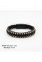 Men's Black Leather Bracelet with Rose Detail and Steel Clip, Casual Stylish Design - 3