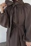 Neck Tie Detail, Elastic Sleeves, Ruffled Hijab Dress - 4