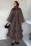 Neck Tie Detail, Elastic Sleeves, Ruffled Hijab Dress