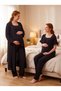 New Season Black Muslin Fabric Buttoned Breastfeeding Compatible Design Short Sleeve 100% Cotton Maternity Pajama Set - 6