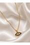 Women's Gold Color Steel Chain Necklace with Stone Evil Eye Figure - 2
