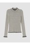 Ozmarka New Season Black High Collar Striped Women's Knitwear Sweater - 5