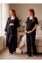 New Season Black Muslin Fabric Buttoned Breastfeeding Compatible Design Short Sleeve 100% Cotton Maternity Pajama Set - 2