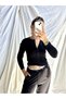 Women's New Season Black Color Half Placket Buttoned Premium Cotton Long Sleeve Body Blouse - 3