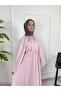 5027 Peplum Collar Belted Dress with Guipure Detail - 4