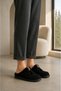 Genuine Suede Leather Fur Lacing Detailed Black Women's Loafer Slippers Linnea - 5
