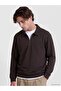 Lcw vision brown polo collar men's sweatshirt