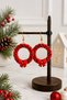 Women's Red Christmas Earrings |   Handmade Earrings with Christmas Wreath Figures |   Winter Themed Stylish Jewelry and Gifts