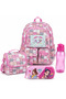 Primary School Girls Patterned Bright Color 4-Piece Pen Holder-Water Bottle-Lunch Box-Backpack