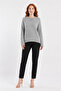 Women's Gray Knitwear Oversize Round Neck Sweater
