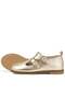 Rakerplus 100% Leather Gold Dore Buckle Girls' T-Bar Ballerina Shoes - 5