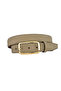 Genuine Leather, 3 cm Gold Color Rectangular Buckle, Light Milk Coffee Suede, Stitched Classic Women's Belt, 3Cmkla50 - 6