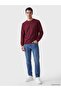 Lcwaikiki Classic Claret Red Crew Neck Men's Thick Sweatshirt - 2