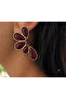 Half Drop Earrings Burgundy - 2