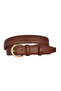 Genuine Leather, 3 cm Gold Color Buckle, Chocolate Brown, Stitched Classic Women's Belt, 3Cmkla02 - 5
