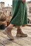 Robin Beige Suede Stitched Non-Slip Flat Sole Boots - 4