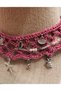 Handmade Crochet Knitted Choker Necklace |   Pink Bohemian Sea Themed Women's Necklace |   Special Design with Pearl and Charm Detail - 5