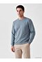 Lcwaikiki Classic Indigo Crew Neck Printed Men's Thick Sweatshirt