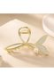 Gold Color Fish Tail Design Shiny Stone and Pearl Metal Hair Clip - 3