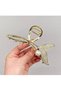 Gold Color Fish Tail Design Shiny Stone and Pearl Metal Hair Clip - 5