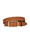 Genuine Leather, 3 cm Gold Color Rectangular Buckle, Nubuck Tan, Stitched Classic Women's Belt, 3Cmkla50 - 5