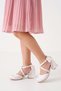 Girls' Heeled Evening Dress Shoes with Front Cross Straps and Bow - 2