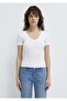 M1601040 V-Neck Basic T-Shirt Women's T-Shirt White - 3