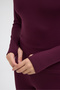 Winter Fleece Lined Turtleneck Long Sleeve Body Blouse with Finger Detail - 4
