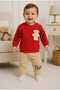 Baby 100% Cotton Teddy Bear Top and Bottom Set with Removable Toys - 4