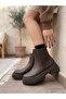 Arven Brown Leather Stitched Non-Slip Sole Flat Boots - 2