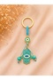 Turquoise Fatima's Hand Metal Keychain, Luck Keychain, Metal Evil Eye Macrame Keychain Bag Accessory