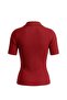 Red Zippered Polo Neck Knitwear Blouse - 6