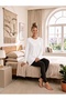 Women's White Long Sleeve Cotton Crew Neck Combed Cotton Tunic-Underwear Ysf-1
