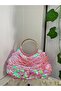 Designer Handmade Pink Sequined Women's Handbag – Vip Design Round Handle Stylish Evening Dress Event and Evening Bag - 7