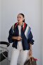 Navy Blue Scarf Bomber Jacket - 5