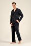 Men'S, 100% Cotton, Navy Blue, Striped, Long Sleeve, Shirt Pajama Set - 6