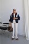 Navy Blue Scarf Bomber Jacket - 4