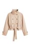 Light Beige Zinno High Collar Belted Trench Coat - 2