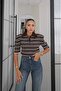 Brown Padded Striped Blouse - 3